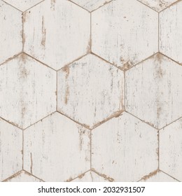 Distressed Porcelain Mosaic Wall And Floor Tile Texture With Honeycomb Design