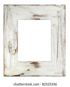 Distressed White Painted Picture Frame.  Weathered White Timber.