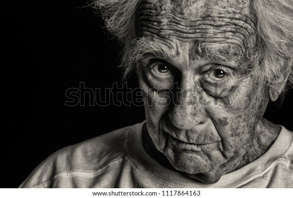 Distressing Image Senior Man On Black Stock Photo 1117864163 | Shutterstock