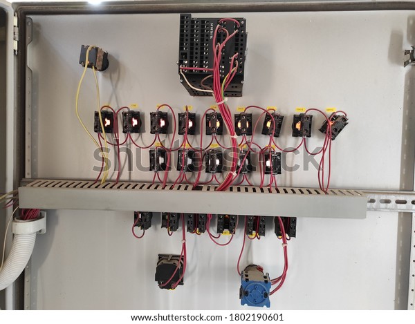 Distribution board (panelboard,\
breaker panel, or electric panel) is component of electricity\
supply system that divides electrical power feed into subsidiary\
circuits.