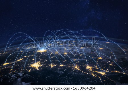 distribution and delivery concept, global business communication network, planet elements of the image furnished by NASA