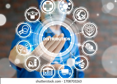 Distribution Medical Procurement Management Concept. Healthcare Hospital Pharmacy Goods Logistics Supply Chain.