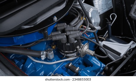 Distributor on a blue engine 