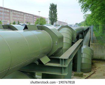 District Heating Pipe In Hanover, Germany. 