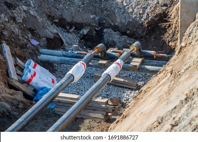 District Heating Pipes In Boras Sweden Mars 2020