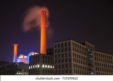 District Heating Plant At Night