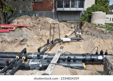 district heating system pipeline and replacement of old pipes work site, Finland - Shutterstock ID 2334824359