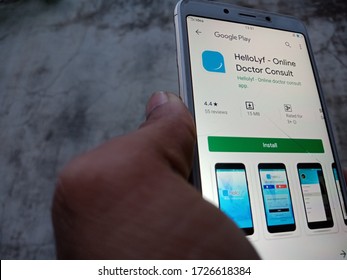 District Katni, Madhya Pradesh, India - May 04, 2020: Hello Lyf Online Doctor Consult Application Software Displayed On Smart Phone Screen Isolated.