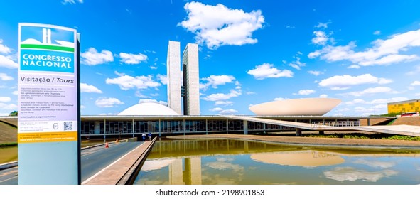 Brasília, Distrito Federal, Brasil. Aug, 22, 2022. The Palace Of The National Congress Is The Building Constructed To House The National Congress Of Brazil. Security And Police Congress Concept 