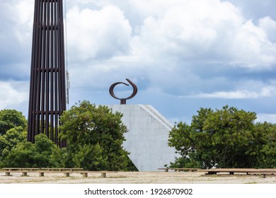 Distrito Federal - Brasilia - Brazil - 02 15 2021 - Flame In The Pantheon Of The Fatherland And Liberty Tancredo Neves In The Federal District, Architect: Oscar Niemeyer