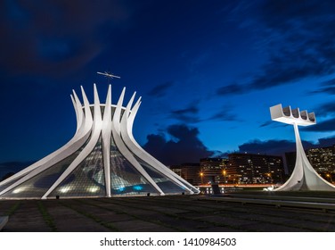 Brasília / Distrito Federal / Brazil - April 01, 2014: Cathedral Of Brasília. Blue Sky.