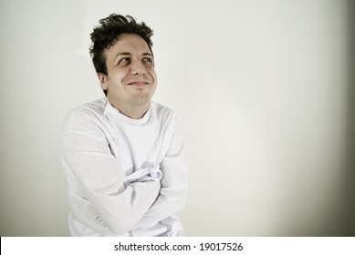 Disturbed Young Man With Straitjacket