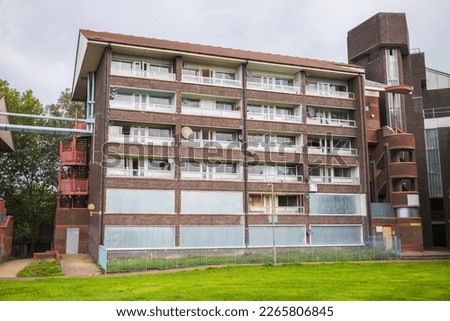 Disused and boarded up council block in Grahame park estate in London