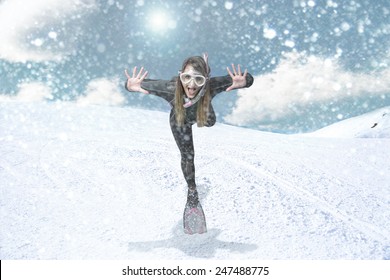 diver in a crazy mountain excursion