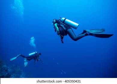 Diver Underwater - Shutterstock ID 405350431