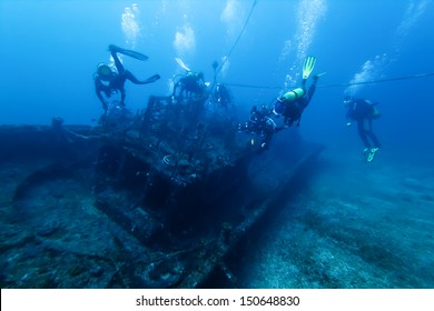 Divers and Marine shipwreck 