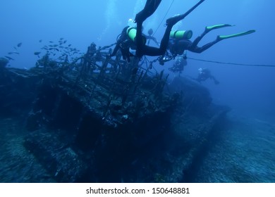 Divers and Marine shipwreck 