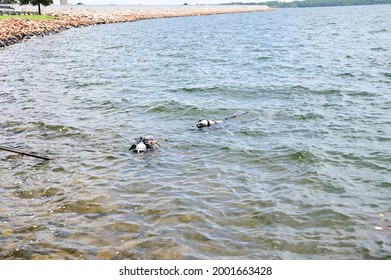 Divers Near Waters Edge, Lexington, SC USA