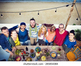 Diverse Beach Summer Friends Holding Together Concept