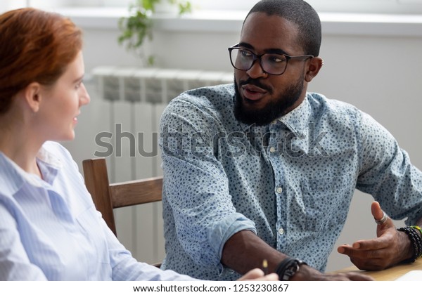 Diverse Business People Sitting Desk During Stock Photo Edit Now