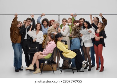 Diverse commuters packed inside crowded subway carriage during rush hour. Concept of transit congestion, commuter stress, capacity planning, passenger comfort and urban mobility.