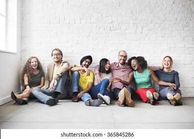 Diverse Cool People Sitting Smiling Concept