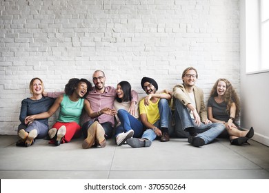 Diverse Cool People Sitting Smiling Concept