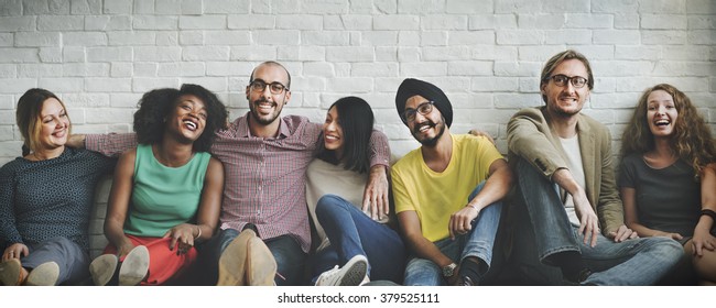 Diverse Cool People Sitting Smiling Concept