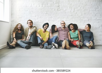 Diverse Cool People Sitting Smiling Concept