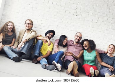 Diverse Cool People Sitting Smiling Concept