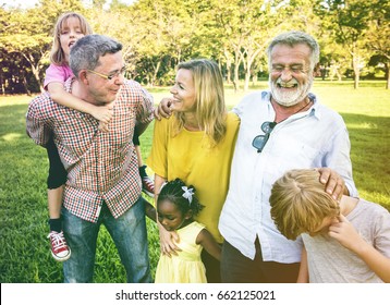 Diverse Family Park Happy Together