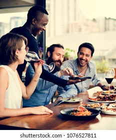 Diverse Friends Eating Food