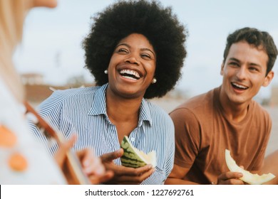 Diverse Friends Enjoying Their Beach Picnic