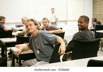 A Diverse Group Of Adult Education Students In Class.