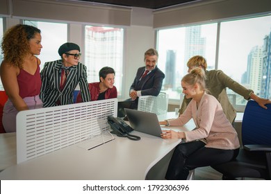 Diverse Group Of Business People (man, Woman, Gay, Transgender, Lesbian, Asian, Caucasian, African American, Lgbtq) In Business Office Working And Brainstorm As Teamwork, Selective Focused