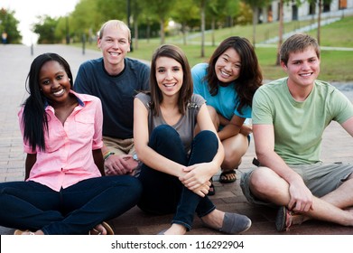Diverse Group Of Friends Outside Smiling Together