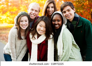 Diverse Group Of Friends Smiling Together