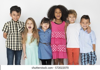 Diverse Group Kids Standing Row Portrait Stock Photo (Edit Now) 596273807