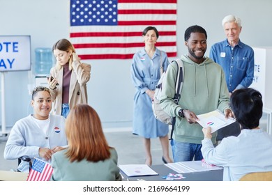 Diverse Group People Line Voting Station Stock Photo 2169664199 ...