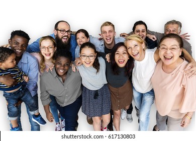 Diverse Group Of People Together Studio Portrait