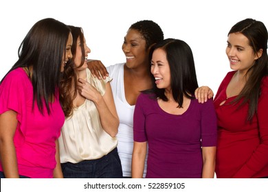 Diverse Group Of Women Talking And Laughing.