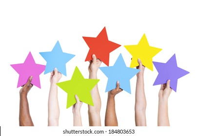 Diverse Hands Holding Colorful Stars - Powered by Shutterstock