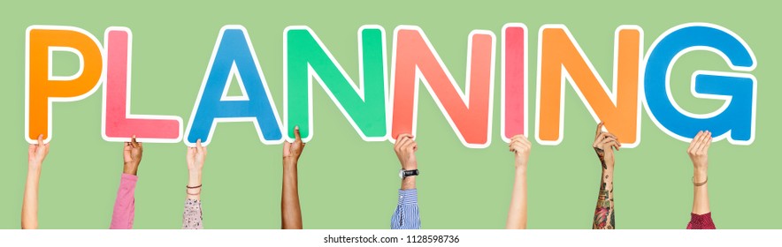 Diverse Hands Holding Word Planning Stock Photo 1128598736 | Shutterstock