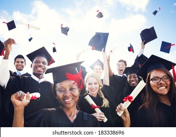 Diverse International Students Celebrating Graduation