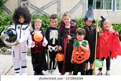 Diverse Kids In Halloween Costumes