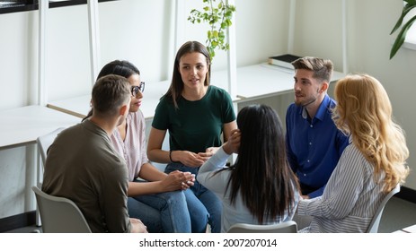 Diverse millennial team discussing mental health problems on group therapy meeting. Recovering addicts getting psychologist and community support, telling own addiction story on rehab session - Shutterstock ID 2007207014