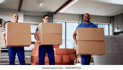 Diverse Movers Professional Relocation Services: Carrying Boxes Inside Apartment Home