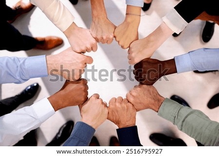 Diverse Multicultural Hand Stack In Circle. Multiracial Cohesive Hands