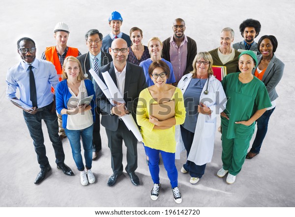 Diverse\
Multiethnic People with Different\
Jobs