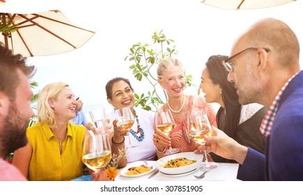 Diverse Neighbors Drinking Party Rooftop Concept